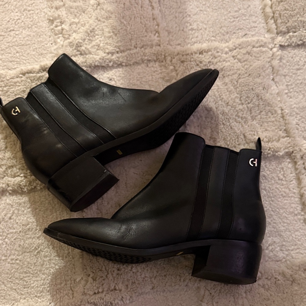 Cole Haan Black Leather Ankle Booties